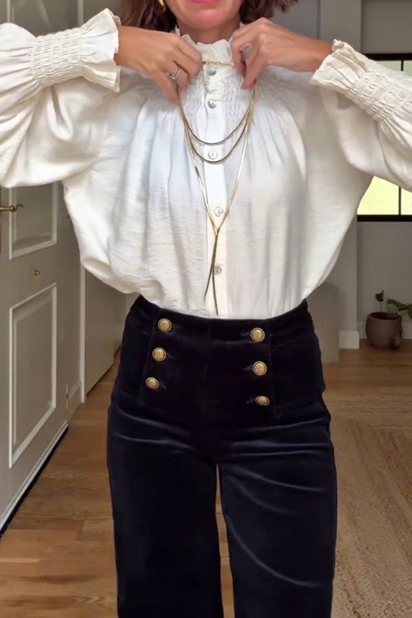 Women Elegant Double-Breasted Corduroy Pants