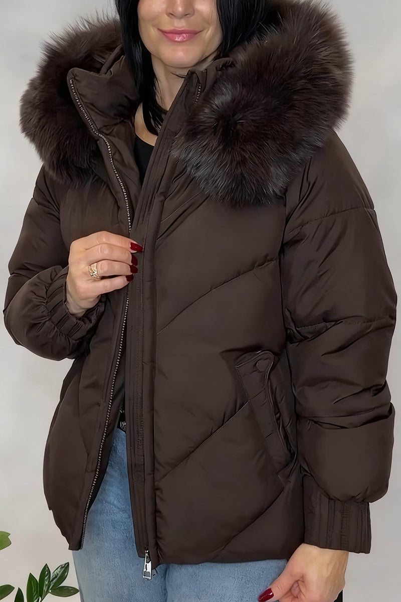Women Fur Collar Casual Cotton Jacket