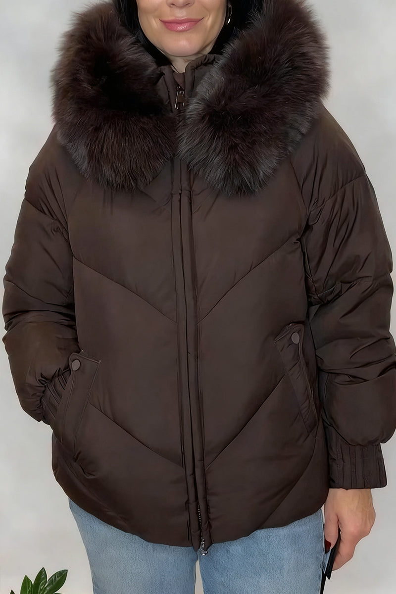 Women Fur Collar Casual Cotton Jacket