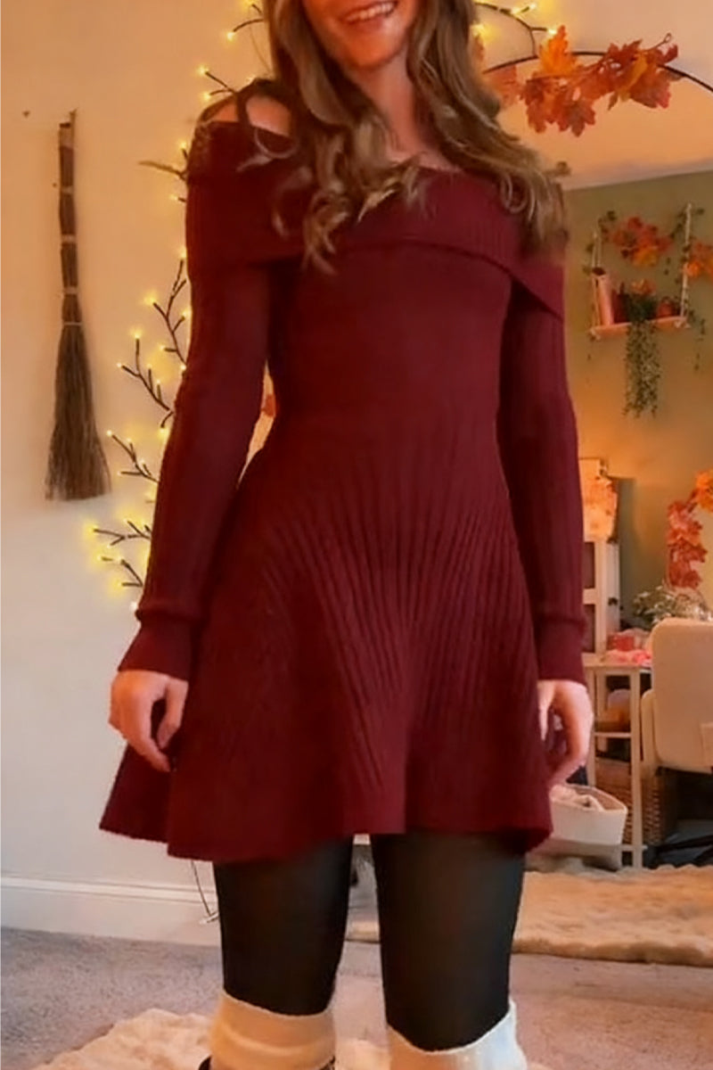 Women One Neck Knitted Elegant Casual Dress