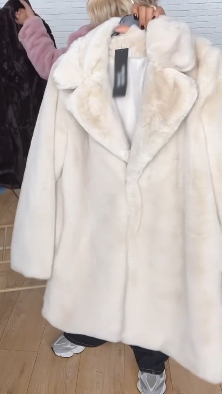 Women Collar Solid Color Casual Plush Coat