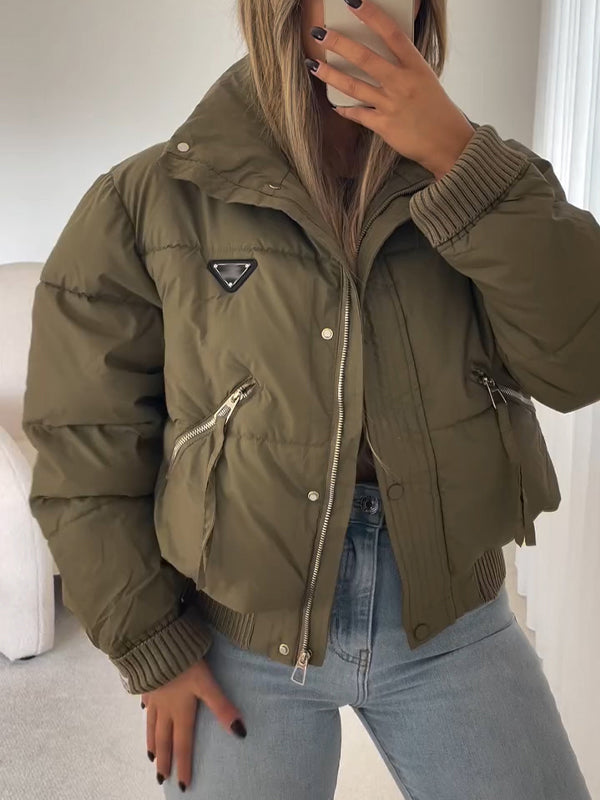 Women Collar Patchwork Casual Cotton Jacket