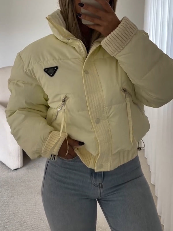 Women Collar Patchwork Casual Cotton Jacket