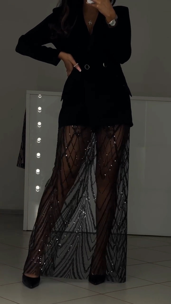 Women Collar Jacket+ Patchwork Skirt Casual Set with Temperament