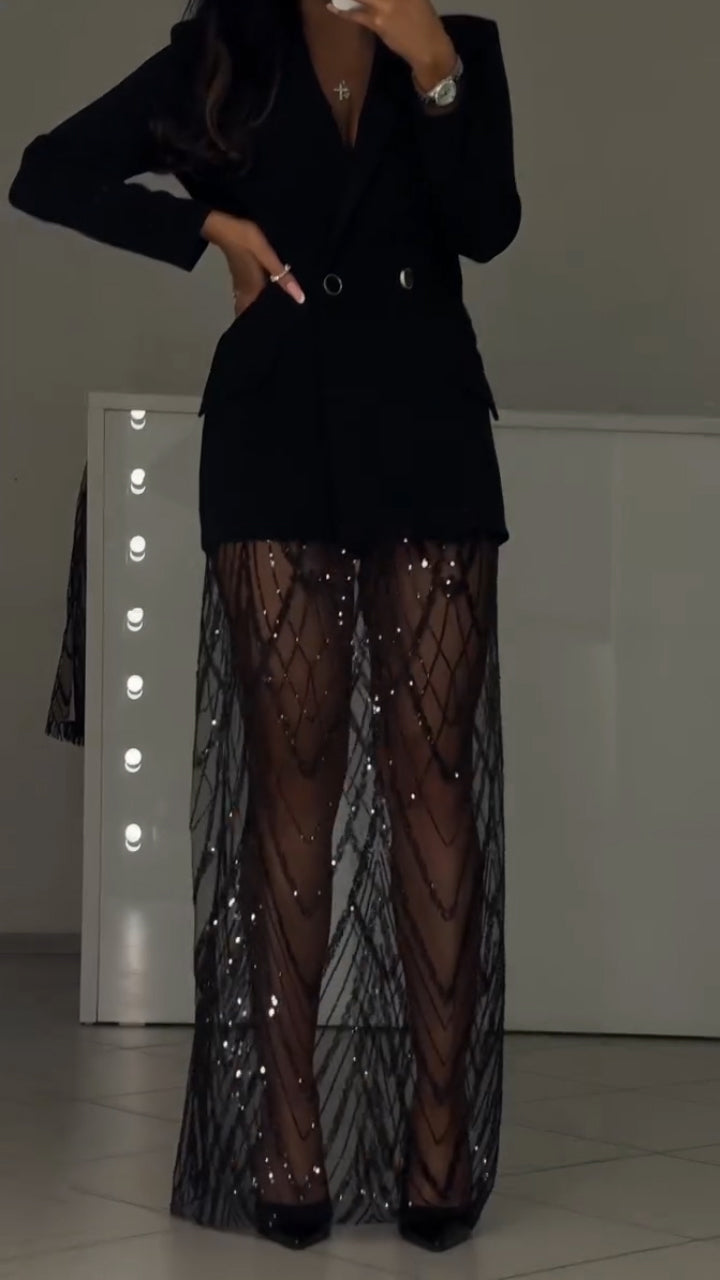 Women Collar Jacket+ Patchwork Skirt Casual Set with Temperament