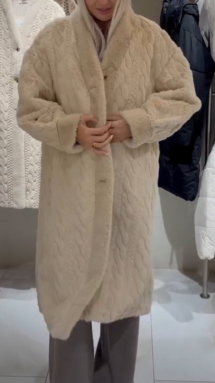 Women Weave Casual Plush Coat