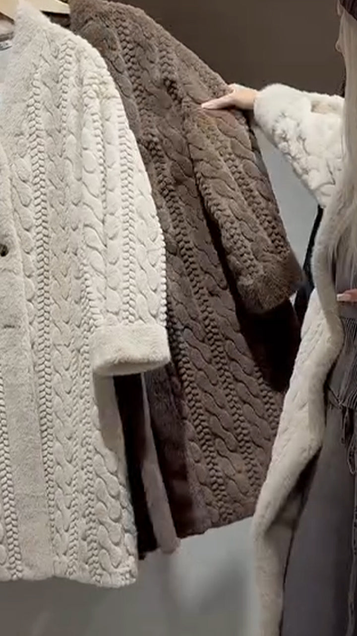 Women Weave Casual Plush Coat