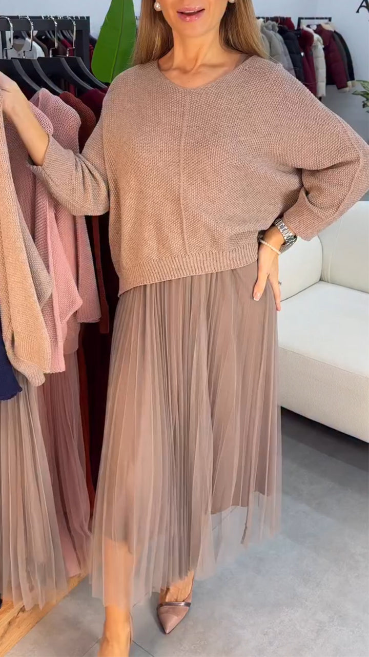 Women Interior Patchwork Dress+ Top Casual Suit