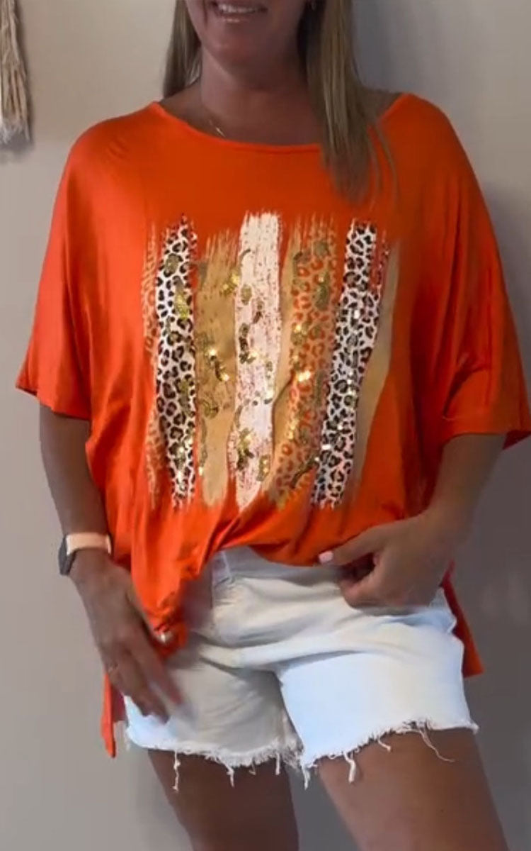 Women Round Neck Printed Casual Top