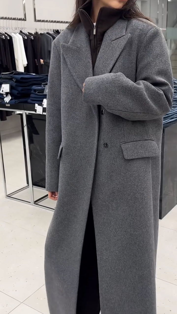 Women Lapel Solid Color Temperament Casual Coat