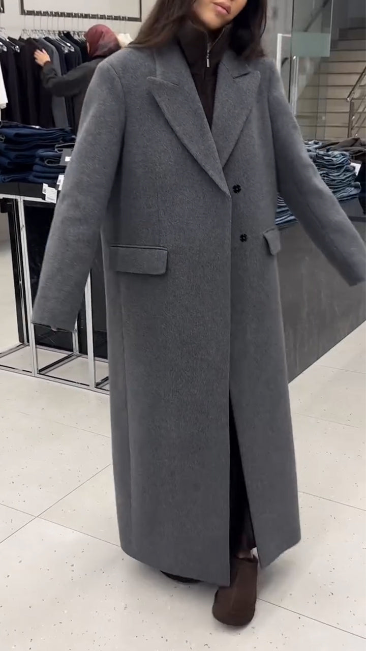 Women Lapel Solid Color Temperament Casual Coat