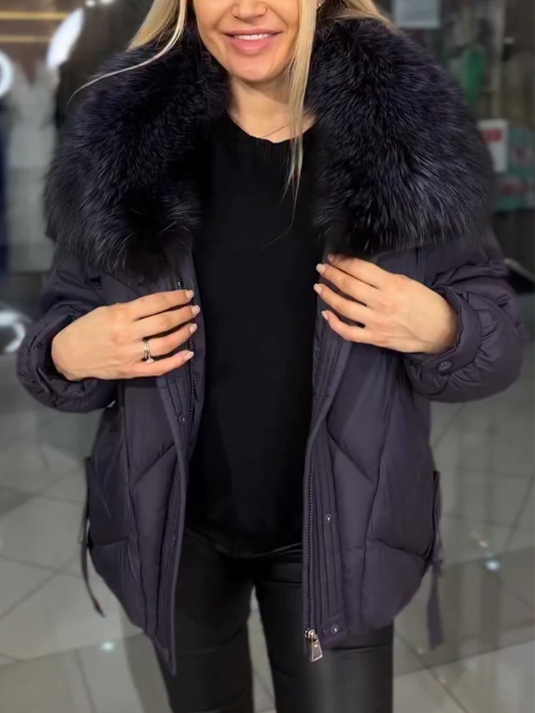 Women Laple Collar Plush Casual Cotton Coat