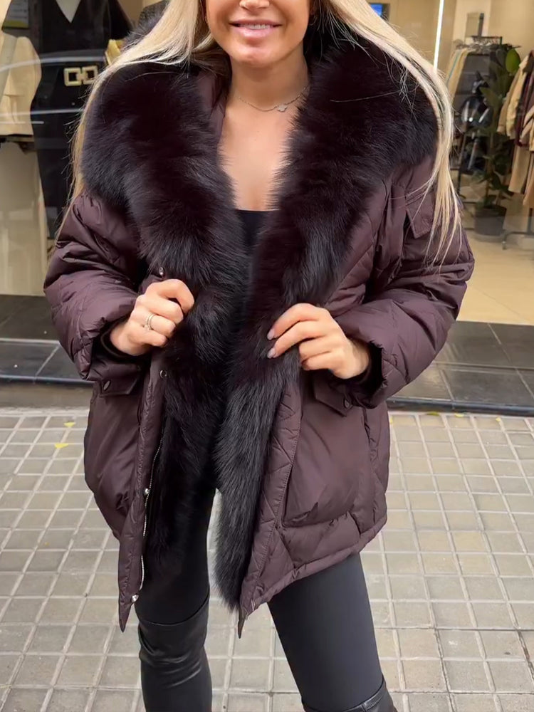 Women Hooded Patchwork Plush Casual Cotton Jacket