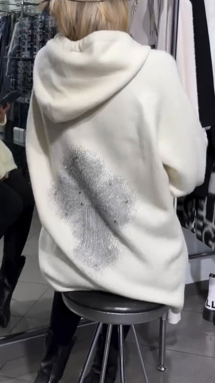 Women Round Neck Hooded Stamping Printed Casual Hoodie