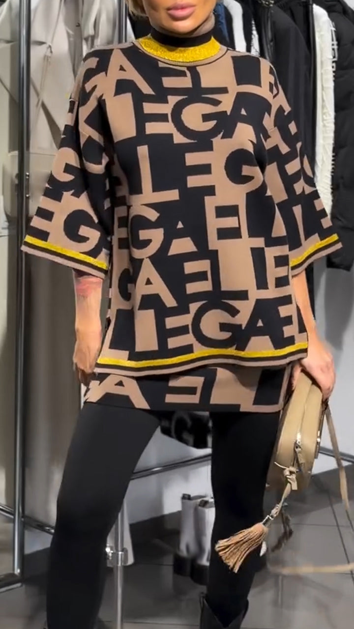 Women Round Neck Printed Top+ Skirt Casual Set