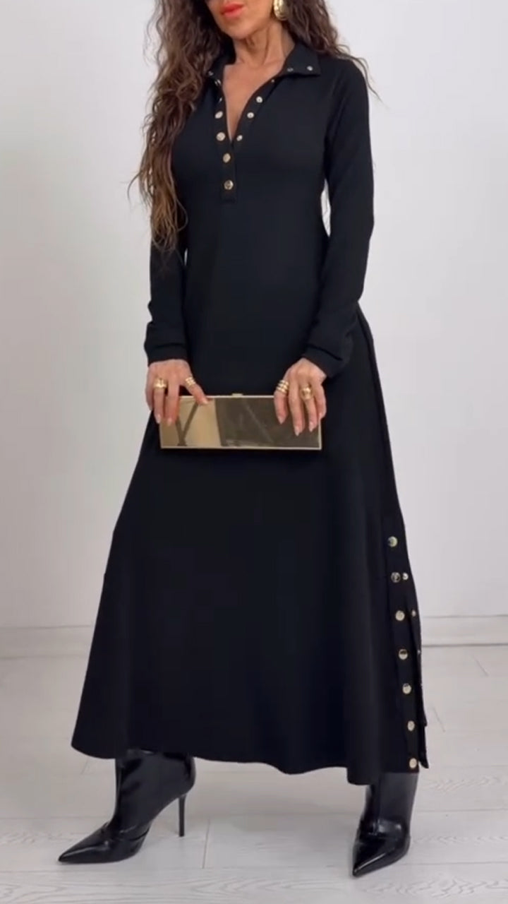 Women Lapel Button-down Elegant Casual Dress