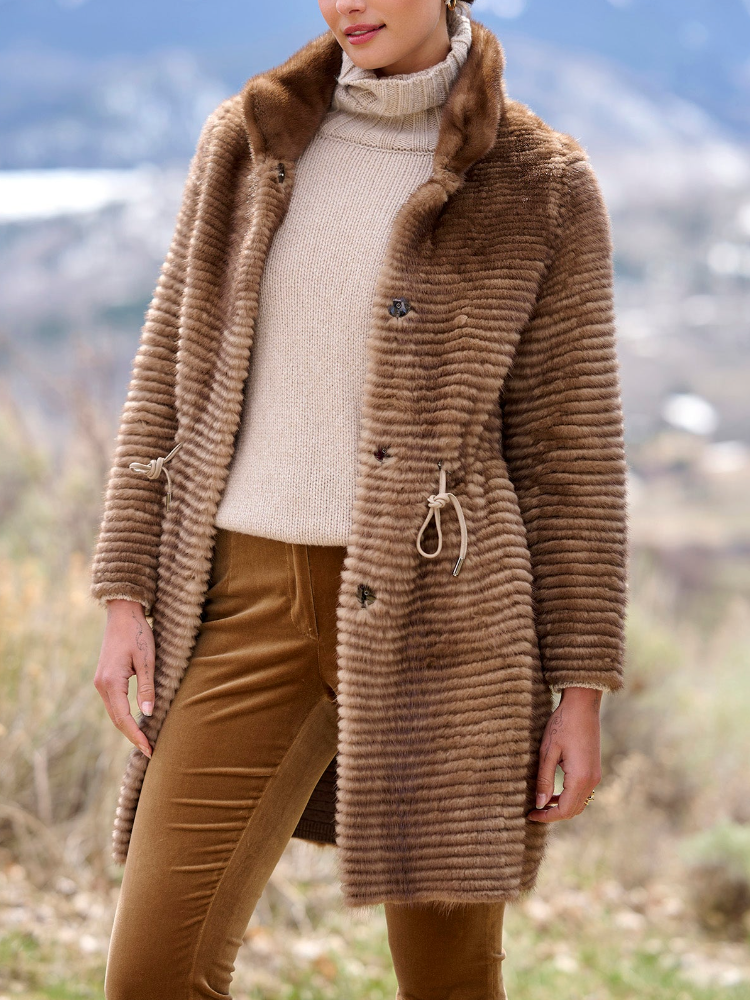 Women Standing Collar Temperament Casual Plush Coat