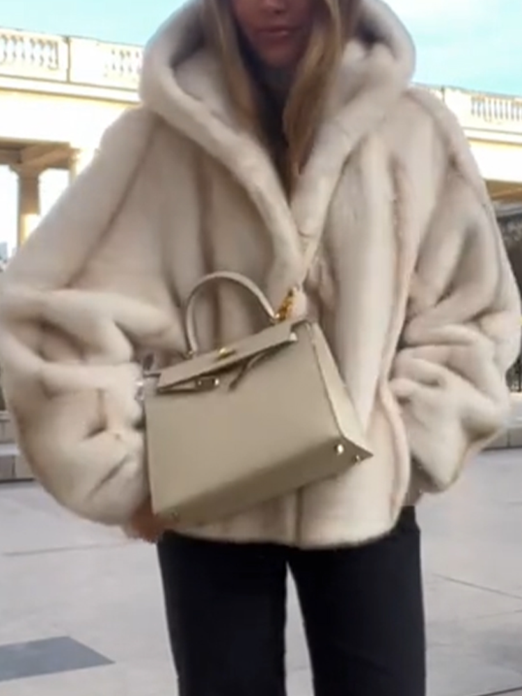Women Plush Solid Color Casual Coat