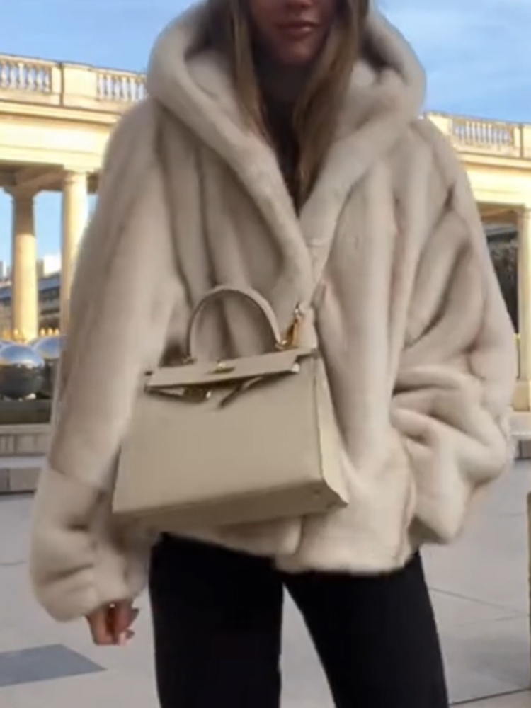 Women Plush Solid Color Casual Coat